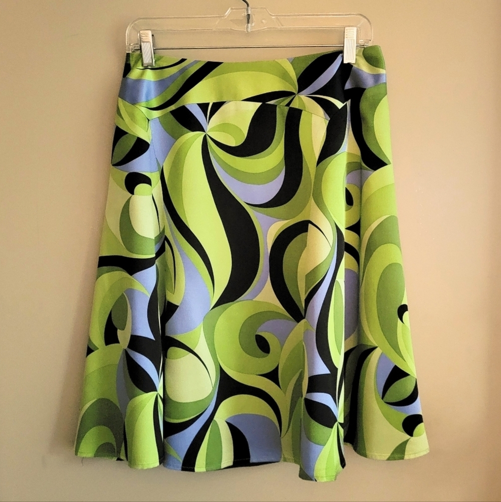 Liz Claiborne Silk Skirt – Retro Mod Swirl Print